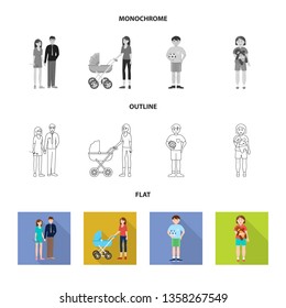Isolated object of character and avatar  icon. Collection of character and portrait stock vector illustration.