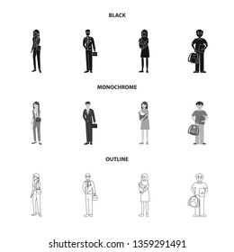 Isolated object of character and avatar  icon. Collection of character and portrait vector icon for stock.