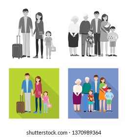 Isolated object of character and avatar  icon. Set of character and portrait stock vector illustration.