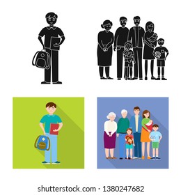 Isolated object of character and avatar  icon. Set of character and portrait stock symbol for web.
