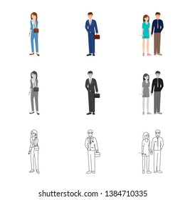 Isolated object of character and avatar  icon. Collection of character and portrait stock vector illustration.