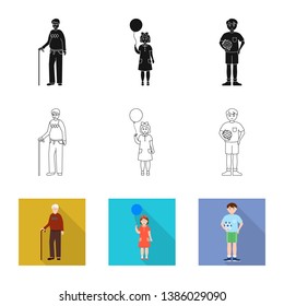 Isolated object of character and avatar  icon. Set of character and portrait stock vector illustration.