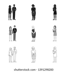 Isolated object of character and avatar  icon. Set of character and portrait stock vector illustration.