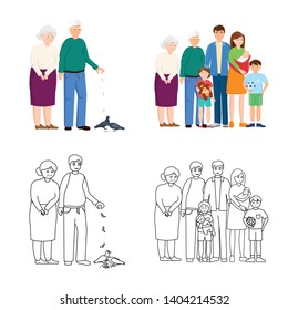Isolated object of character and avatar  icon. Set of character and portrait stock vector illustration.