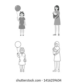 Isolated object of character and avatar  icon. Set of character and portrait vector icon for stock.