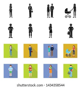 Isolated object of character and avatar icon. Collection of character and portrait vector icon for stock.