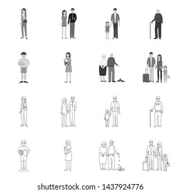 Isolated object of character and avatar icon. Set of character and portrait vector icon for stock.