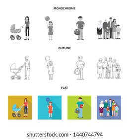 Isolated object of character and avatar icon. Set of character and portrait stock symbol for web.