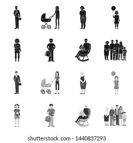 Isolated object of character and avatar icon. Set of character and portrait vector icon for stock.