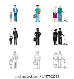Isolated object of character and avatar icon. Collection of character and portrait vector icon for stock.