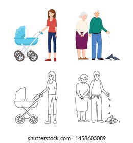 Isolated object of character and avatar icon. Collection of character and portrait vector icon for stock.
