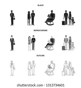 Isolated object of character and avatar  logo. Set of character and portrait stock symbol for web.