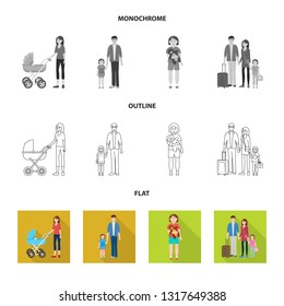 Isolated object of character and avatar  logo. Set of character and portrait stock symbol for web.