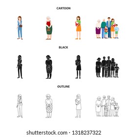 Isolated object of character and avatar  logo. Set of character and portrait stock vector illustration.