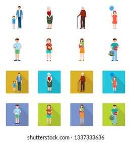 Isolated object of character and avatar  logo. Set of character and portrait vector icon for stock.