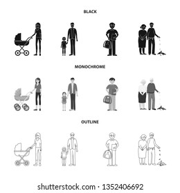 Isolated object of character and avatar  logo. Collection of character and portrait stock symbol for web.