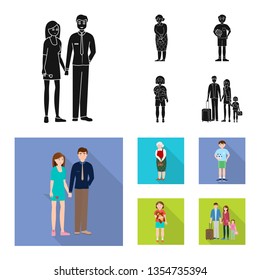 Isolated object of character and avatar  logo. Collection of character and portrait vector icon for stock.