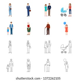 Isolated object of character and avatar  logo. Set of character and portrait stock symbol for web.