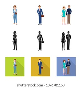 Isolated object of character and avatar  logo. Set of character and portrait stock symbol for web.