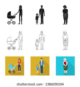 Isolated object of character and avatar  logo. Set of character and portrait stock symbol for web.