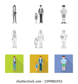 Isolated object of character and avatar  logo. Set of character and portrait vector icon for stock.