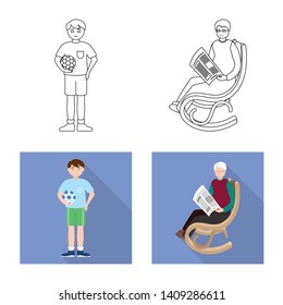 Isolated object of character and avatar  logo. Set of character and portrait vector icon for stock.