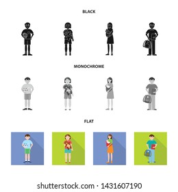 Isolated object of character and avatar logo. Set of character and portrait stock symbol for web.