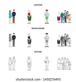 Isolated object of character and avatar logo. Collection of character and portrait vector icon for stock.