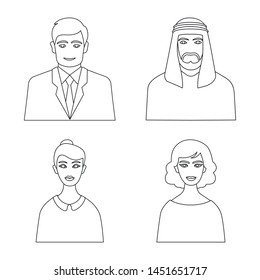 Isolated object of character and avatar logo. Collection of character and person stock vector illustration.