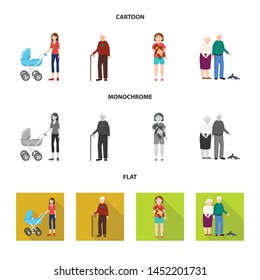 Isolated object of character and avatar logo. Set of character and portrait stock vector illustration.