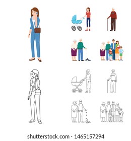 Isolated object of character and avatar logo. Set of character and portrait stock vector illustration.