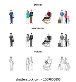Isolated object of character and avatar  sign. Collection of character and portrait vector icon for stock.