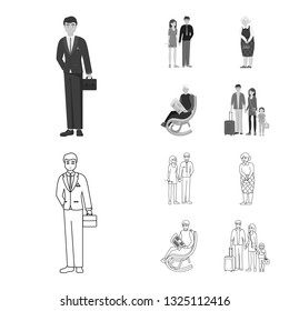 Isolated object of character and avatar  sign. Set of character and portrait stock symbol for web.