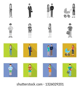 Isolated object of character and avatar  sign. Set of character and portrait vector icon for stock.