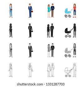 Isolated object of character and avatar  sign. Collection of character and portrait stock symbol for web.