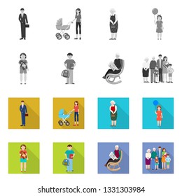 Isolated object of character and avatar  sign. Collection of character and portrait stock vector illustration.