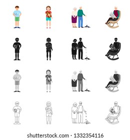 Isolated object of character and avatar  sign. Collection of character and portrait vector icon for stock.