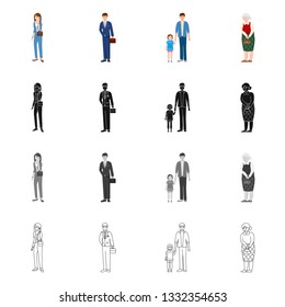 Isolated object of character and avatar  sign. Set of character and portrait stock symbol for web.