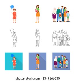 Isolated object of character and avatar  sign. Collection of character and portrait stock symbol for web.