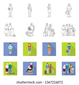 Isolated object of character and avatar  sign. Set of character and portrait stock symbol for web.