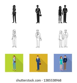 Isolated object of character and avatar  sign. Set of character and portrait stock vector illustration.