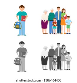 Isolated object of character and avatar  sign. Set of character and portrait stock vector illustration.