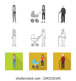 Isolated object of character and avatar  sign. Collection of character and portrait stock vector illustration.