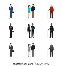 Isolated object of character and avatar  sign. Set of character and portrait vector icon for stock.