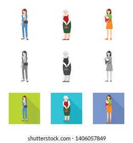 Isolated object of character and avatar  sign. Collection of character and portrait vector icon for stock.