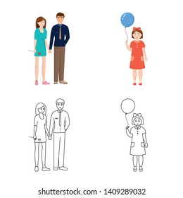 Isolated object of character and avatar  sign. Set of character and portrait stock vector illustration.