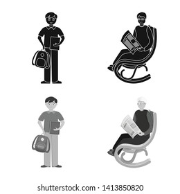 Isolated object of character and avatar  sign. Collection of character and portrait stock vector illustration.
