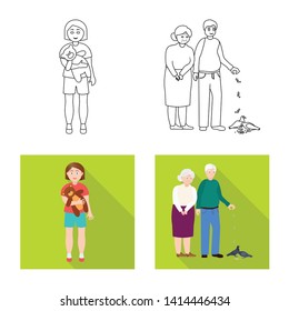 Isolated object of character and avatar  sign. Collection of character and portrait stock vector illustration.