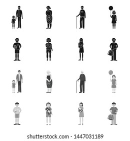 Isolated object of character and avatar sign. Set of character and portrait vector icon for stock.