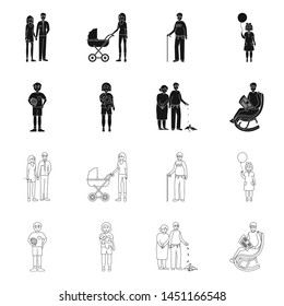 Isolated object of character and avatar sign. Collection of character and portrait vector icon for stock.